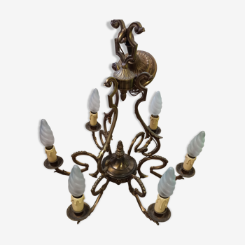 Old brass chandelier 6 branches