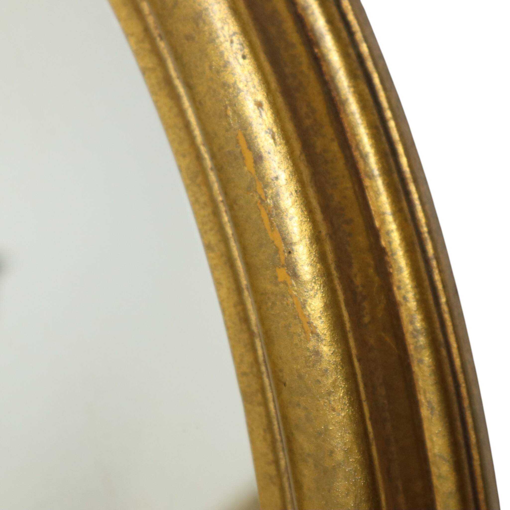 Pair of Oval Gold-Leaf Mirrors, France, 20th Century