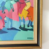 Huile sur toile signée - scène équestre