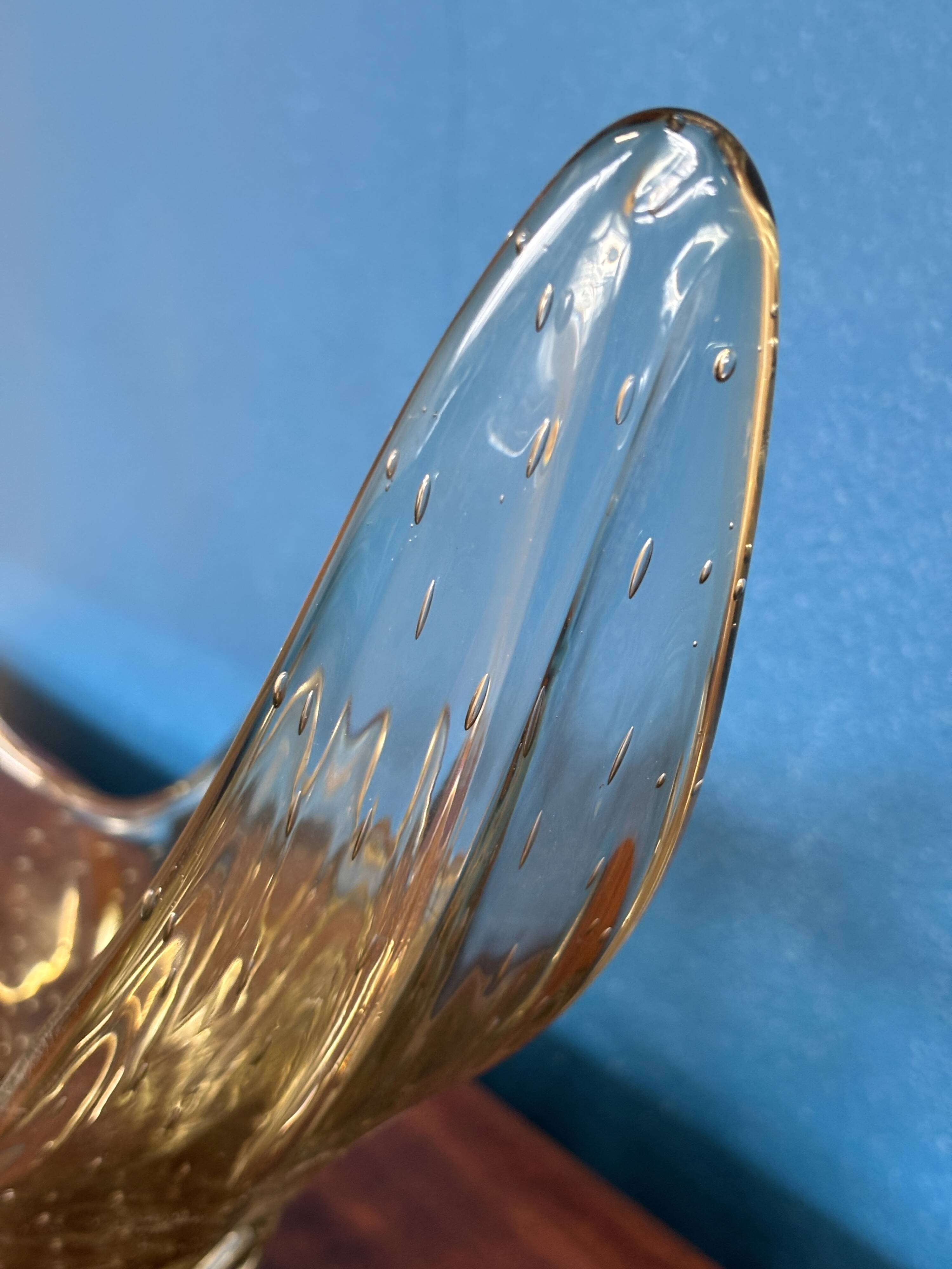 Large amber blown glass corolla bowl, Murano style