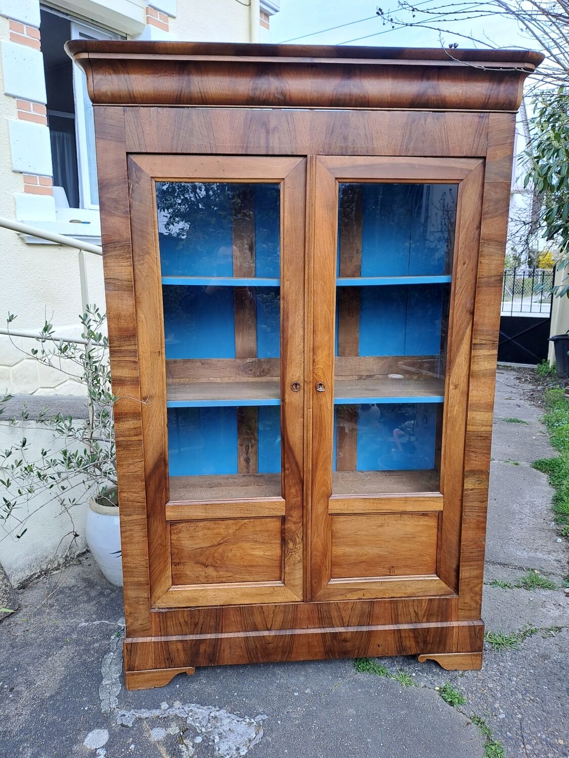 Louis Philippe blond walnut bookcase