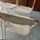 Set folding table and its 4 folding chairs perforated metal cream color - 70s