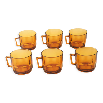 Série de 6 tasses arcoroc ambre