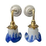 Pair of art deco wall lamps electrified to nine