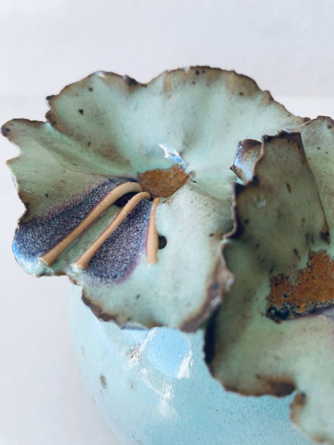 Signed stoneware flower vase