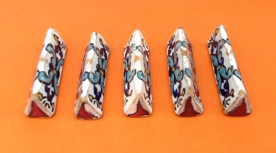 1920s-1940s 5 Tunisian Ceramic Knife Rests Nabeul