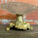 Antique art nouveau fruit bowl moulded glass + golden metal pedestal