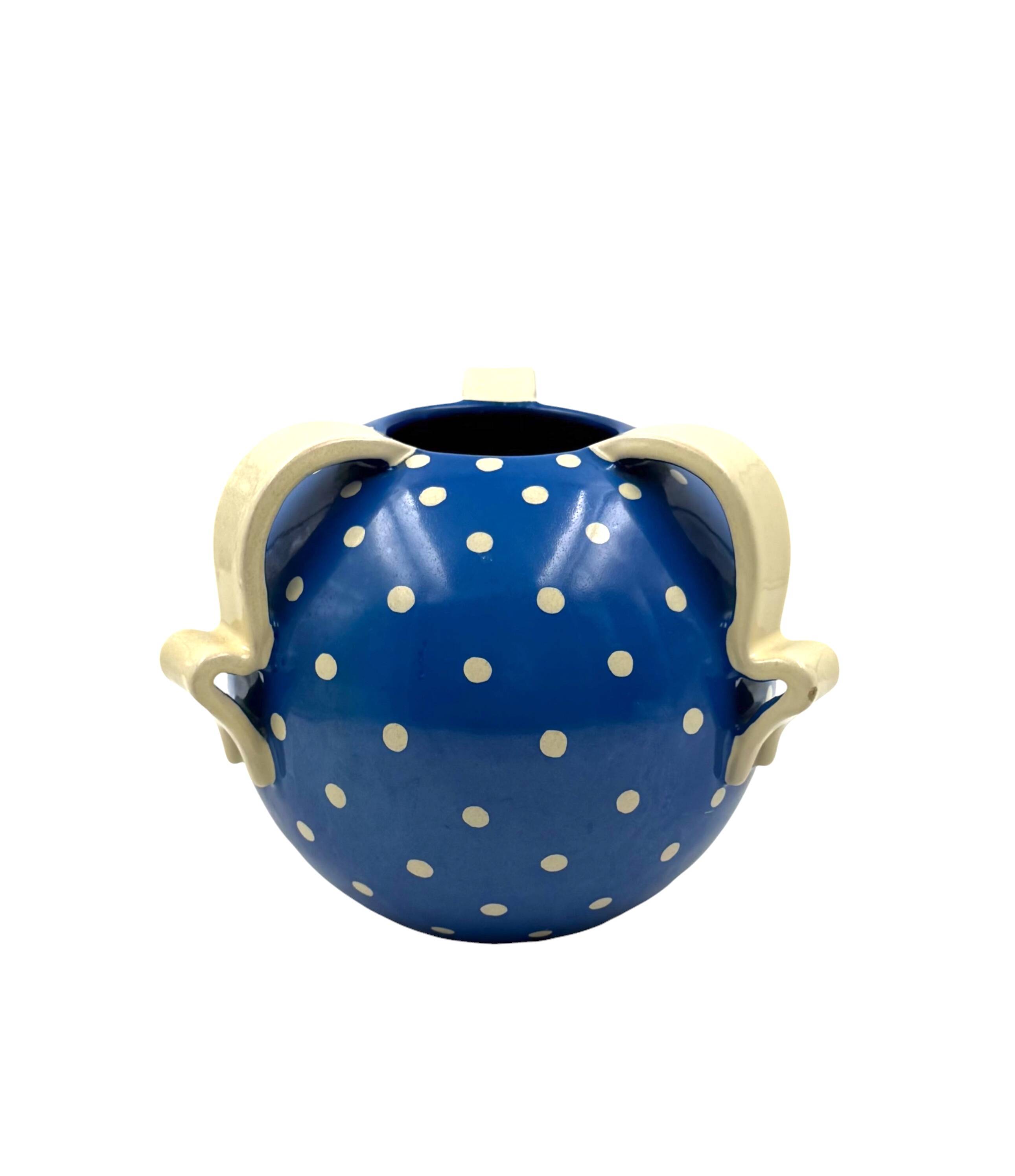 Art Deco blue ceramic vase, Rometti, Umbertide Italy 1930s