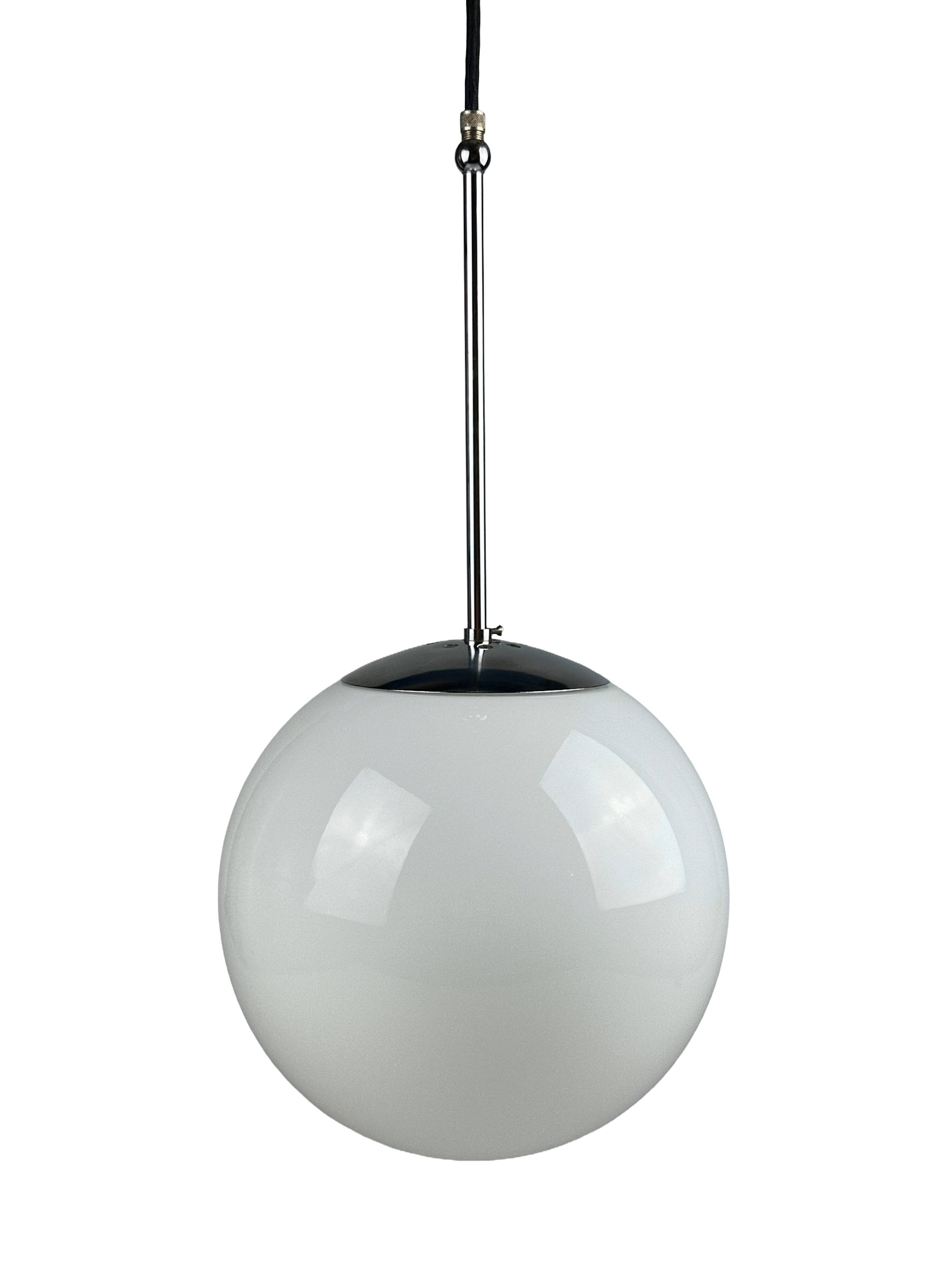 1960s and 1970s Globe Lamp, Hanging Lamp, Glass Ceiling Lamp, Space Age Des