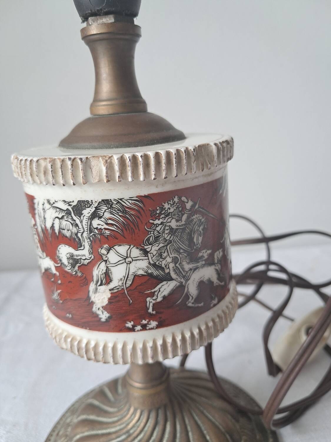 Pair of vintage brass/ceramic lamps