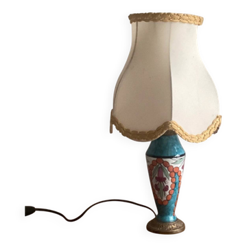 Antique table lamp in Limoges porcelain and gilded bronze