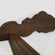 Vintage Savonarola chair with lion head, wood, Italy, 1950s