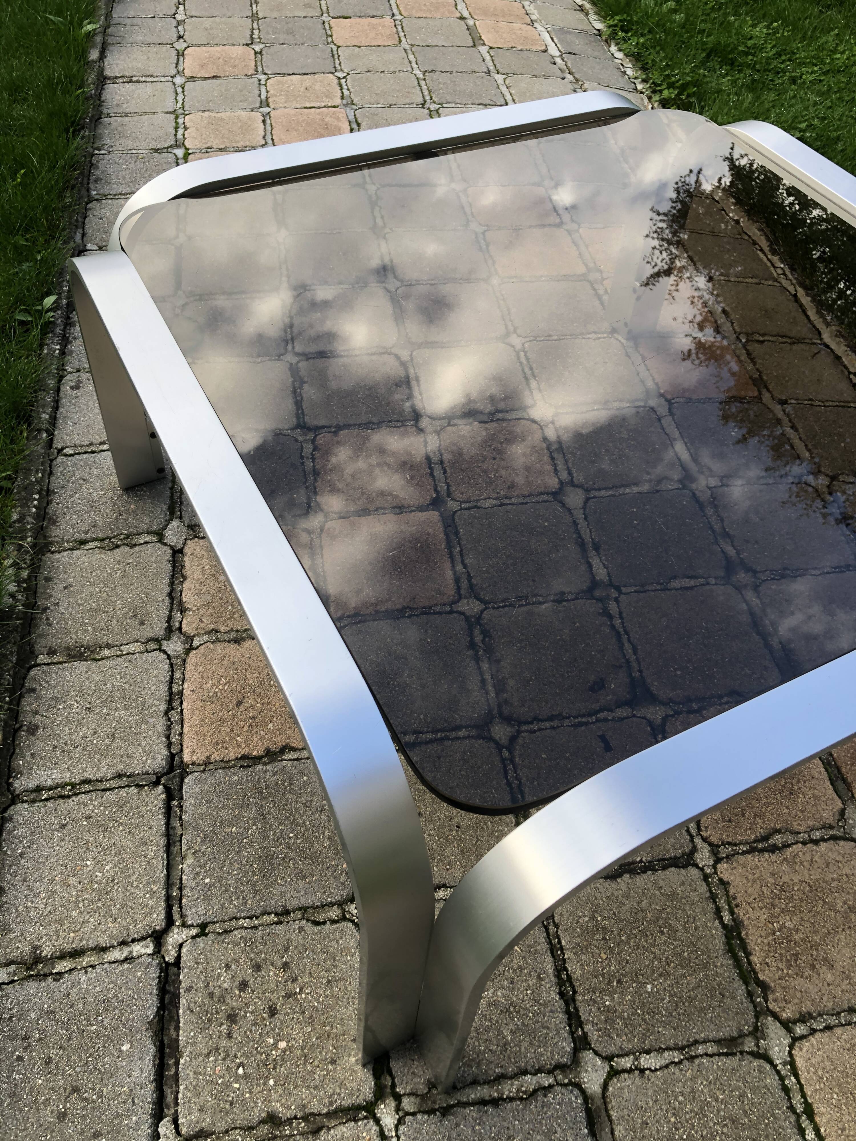 Vintage coffee table square smoked glass 1960s-1970s