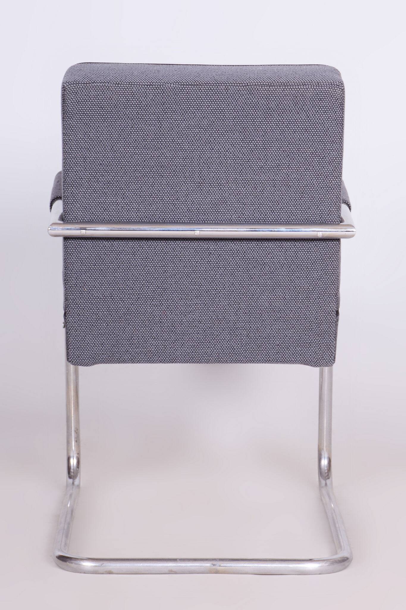 Restored Bauhaus Armchair, by Karel Josef Říha, New Upholstery, Czech, 1930s