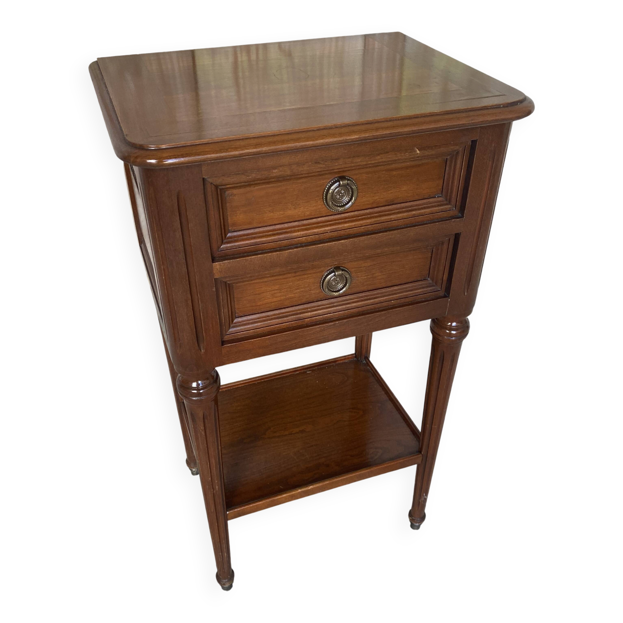 Antique Nightstand TRICOIRE Louis XVI Style Wood 2 Drawers Vintage