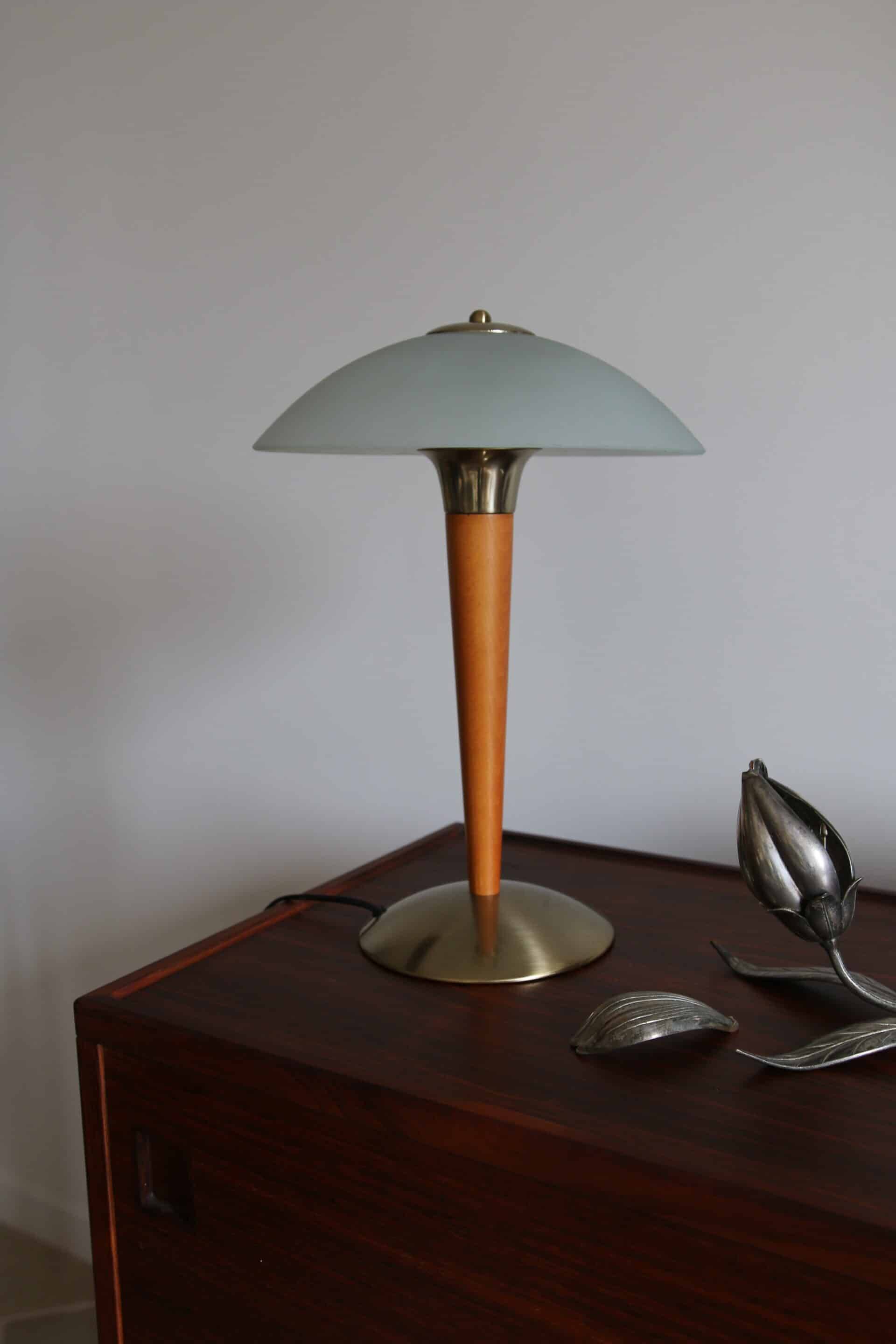 Lampe champignon postmoderne Verre et Bois