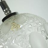 Mid century pendant light richard essig structured glass and chrome 1960s 70s