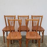 Série de 5 chaises bistrot Baumann signées anciennes