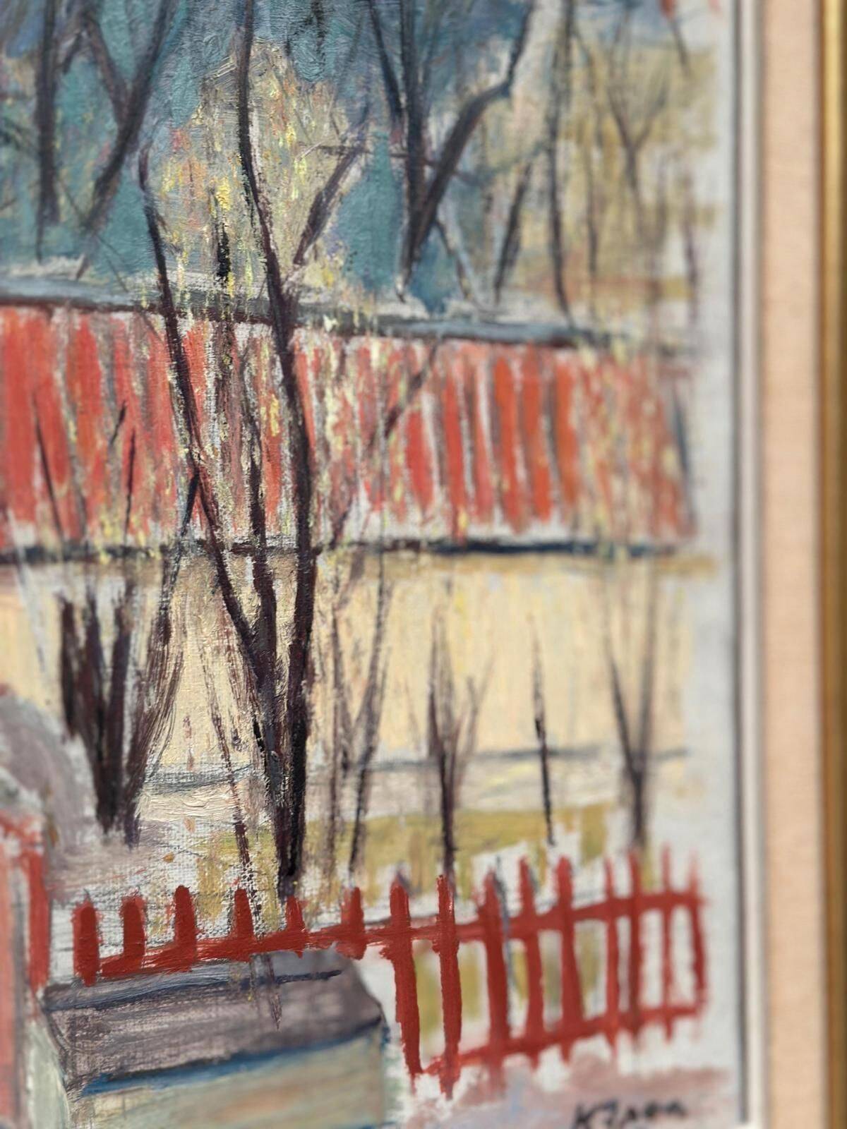 Huile sur toile originale suédoise – « årstadal, Stockholm » – Datée de 1944 – Vintage et encadrée