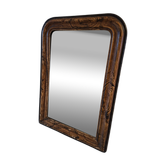 Antique Louis-Philippe mirror in stucco – Superb faux-wood decoration