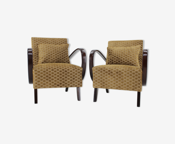 Ensemble de deux fauteuils en tissu Kirkby, 1950 Jindrich Halabala remis à neuf