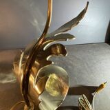 Hollywood Regency style "Leaf" table lamp in gilded bronze 1970s