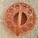 Rattan bar basket , portable , vintage