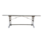 Grande table de brasserie Art Nouveau en fer et marbre