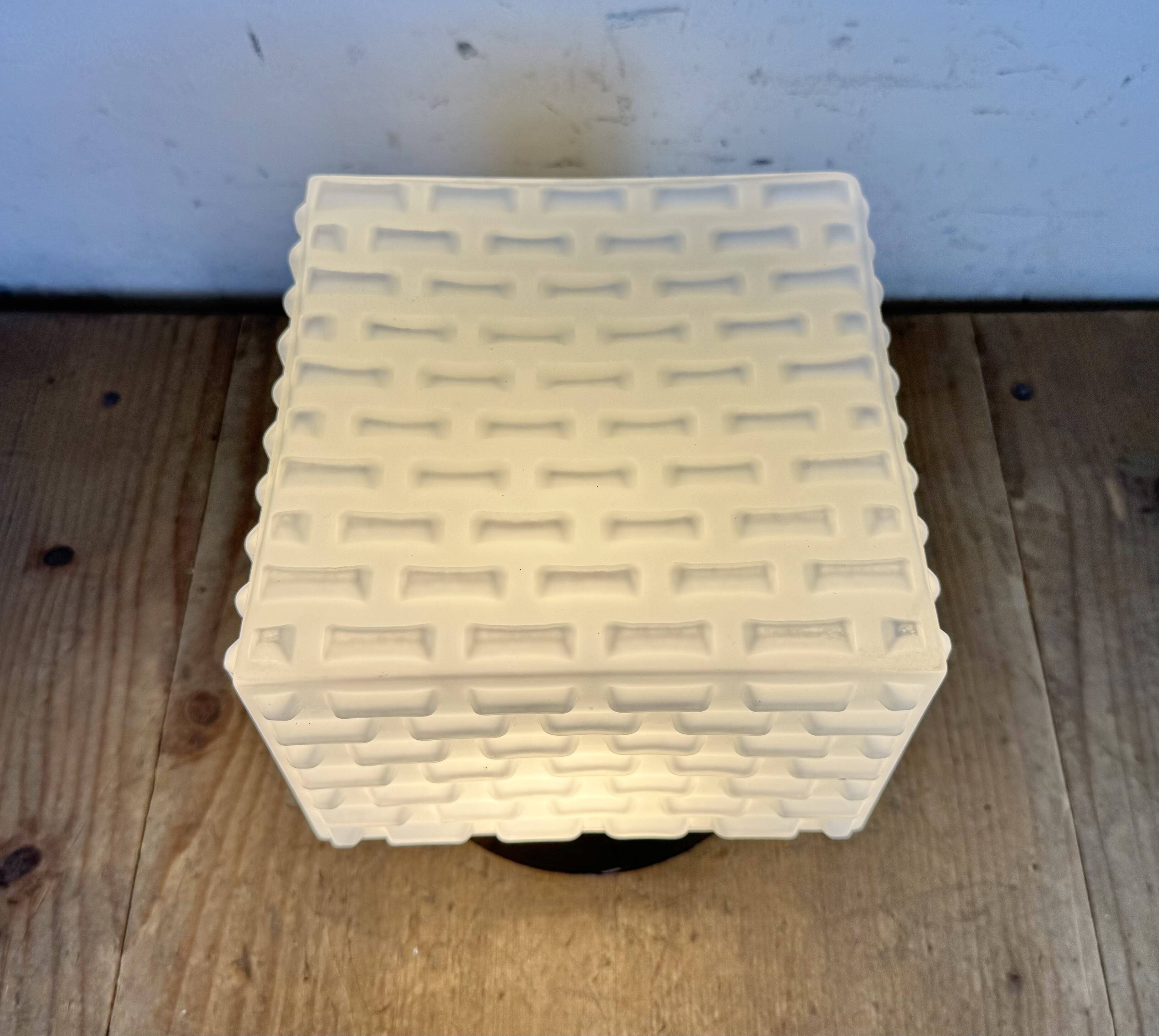 Vintage Square Milk Glass Wall or Ceiling Light, 1970s