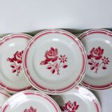 6 vintage flat plates with red flowers 210157