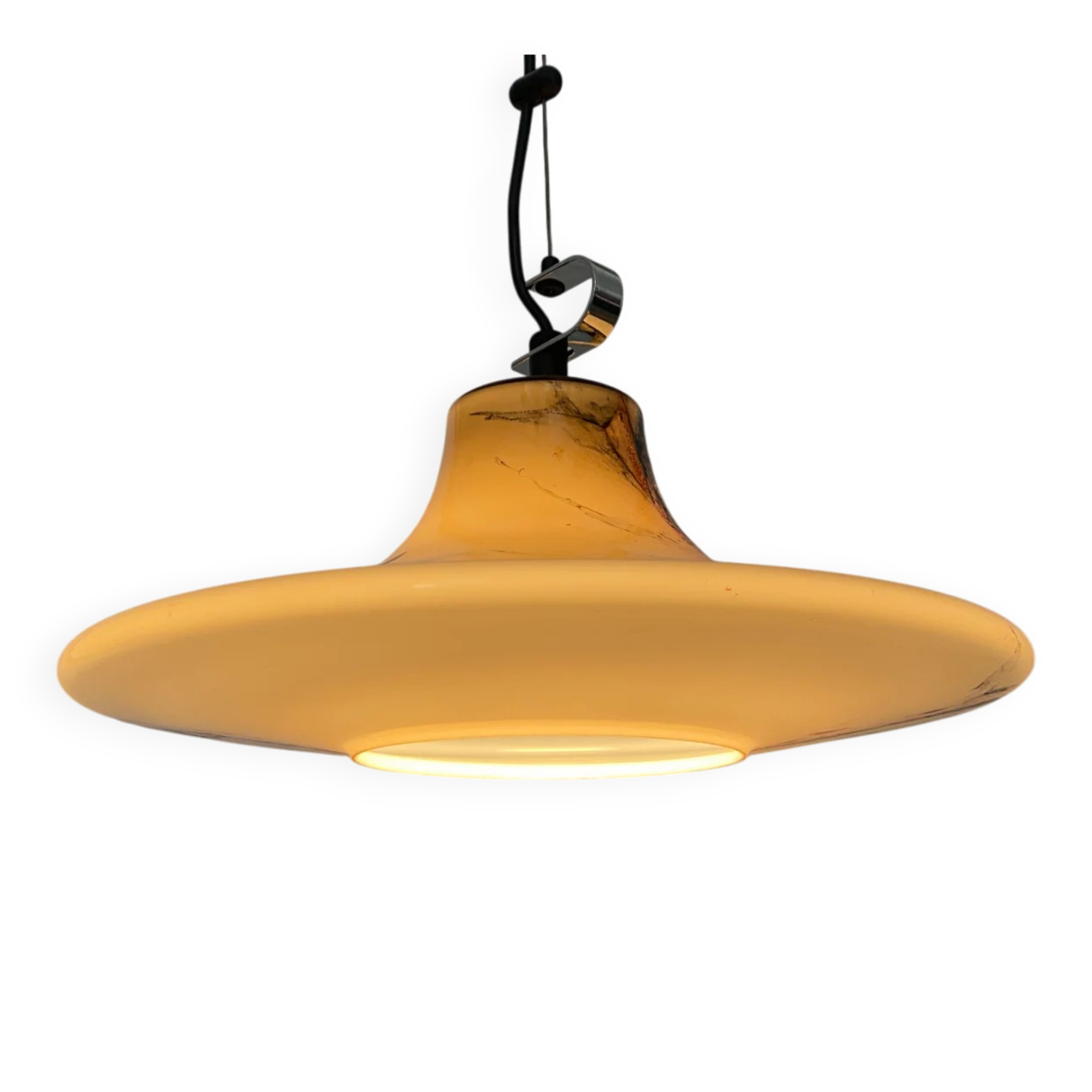 Large 'Cirrus' brown glass UFO suspension by Peill and Putzler XL 1970