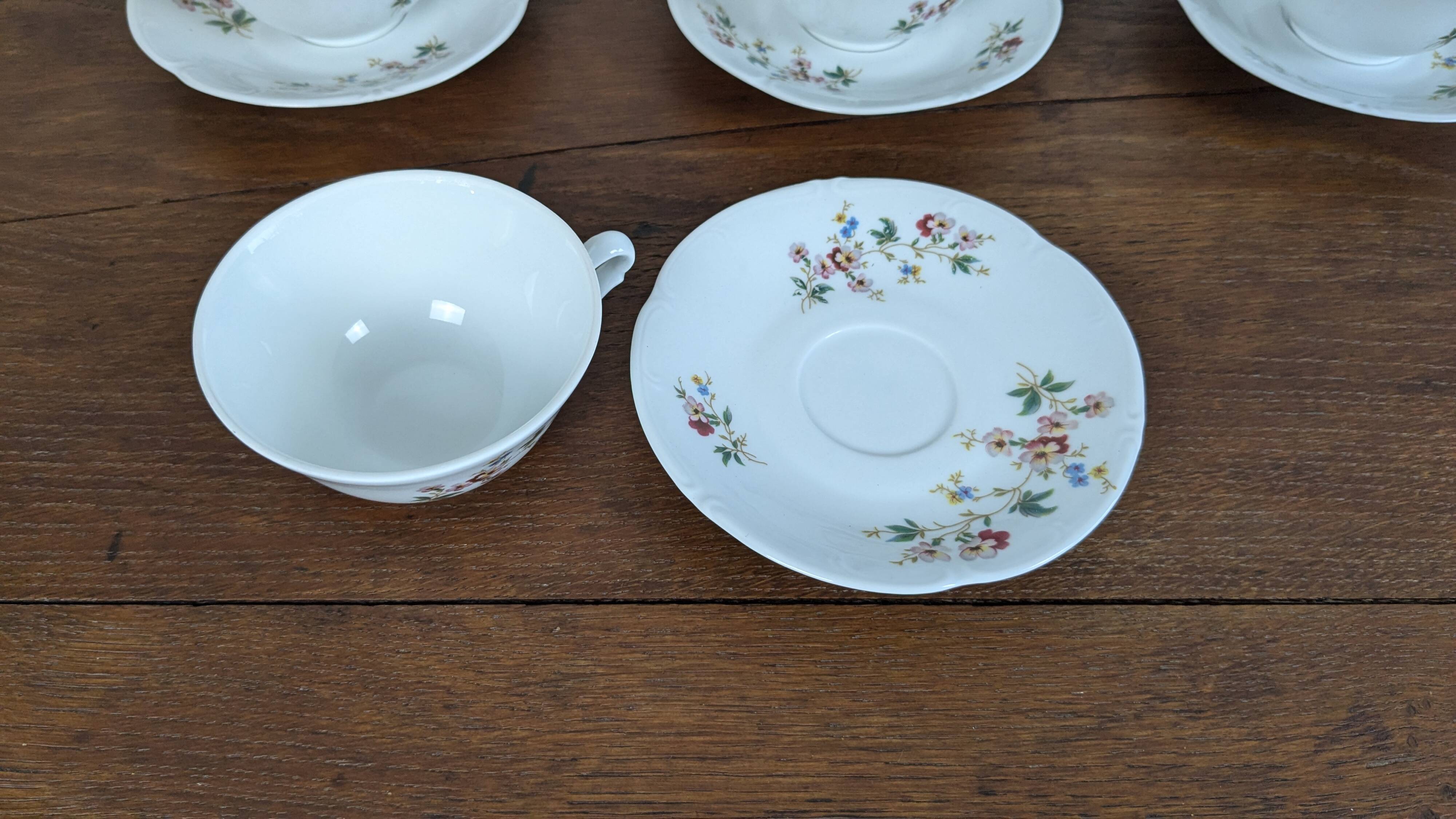 12-piece coffee service in Sologne porcelain, France
