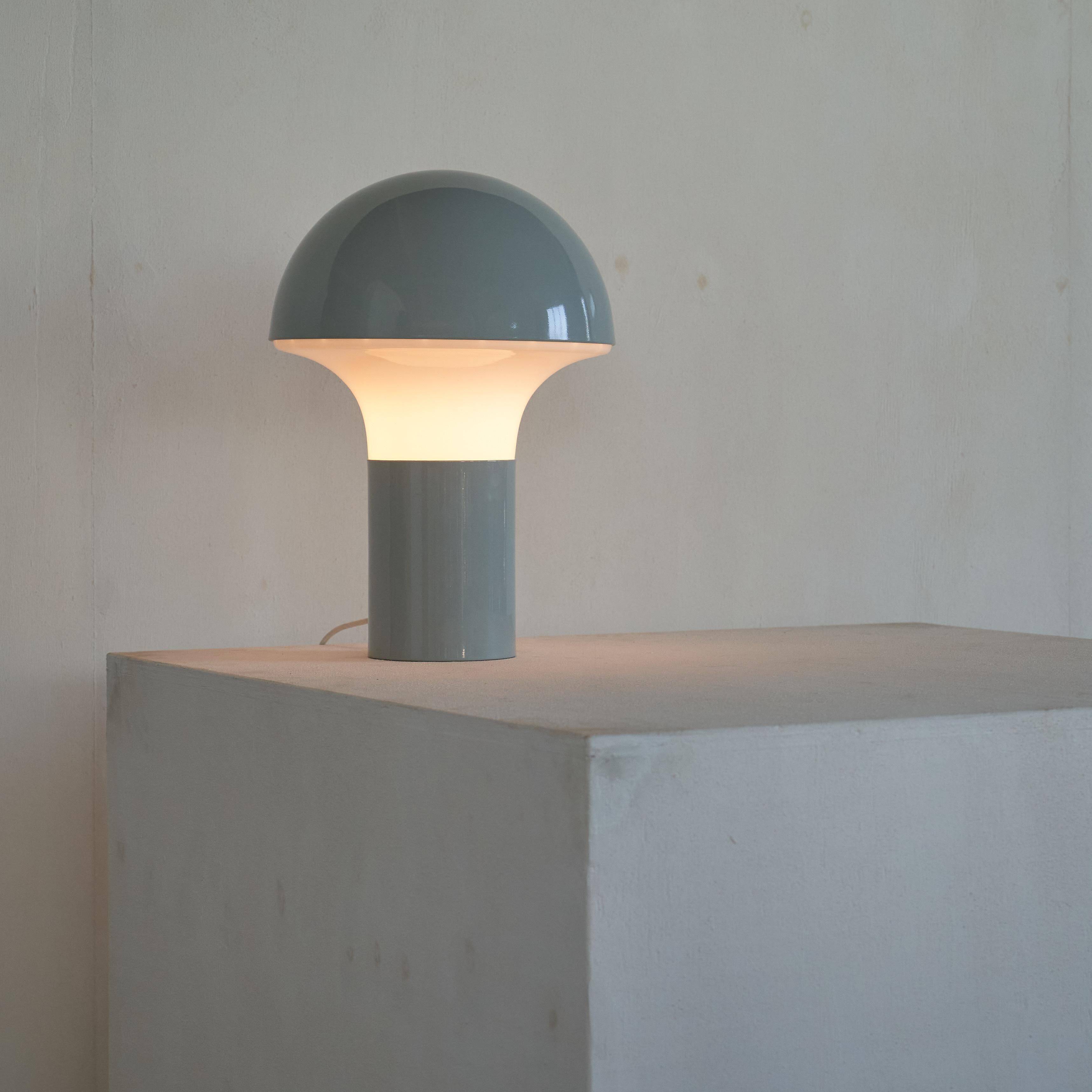 1960s metal and opaline mushroom table lamp