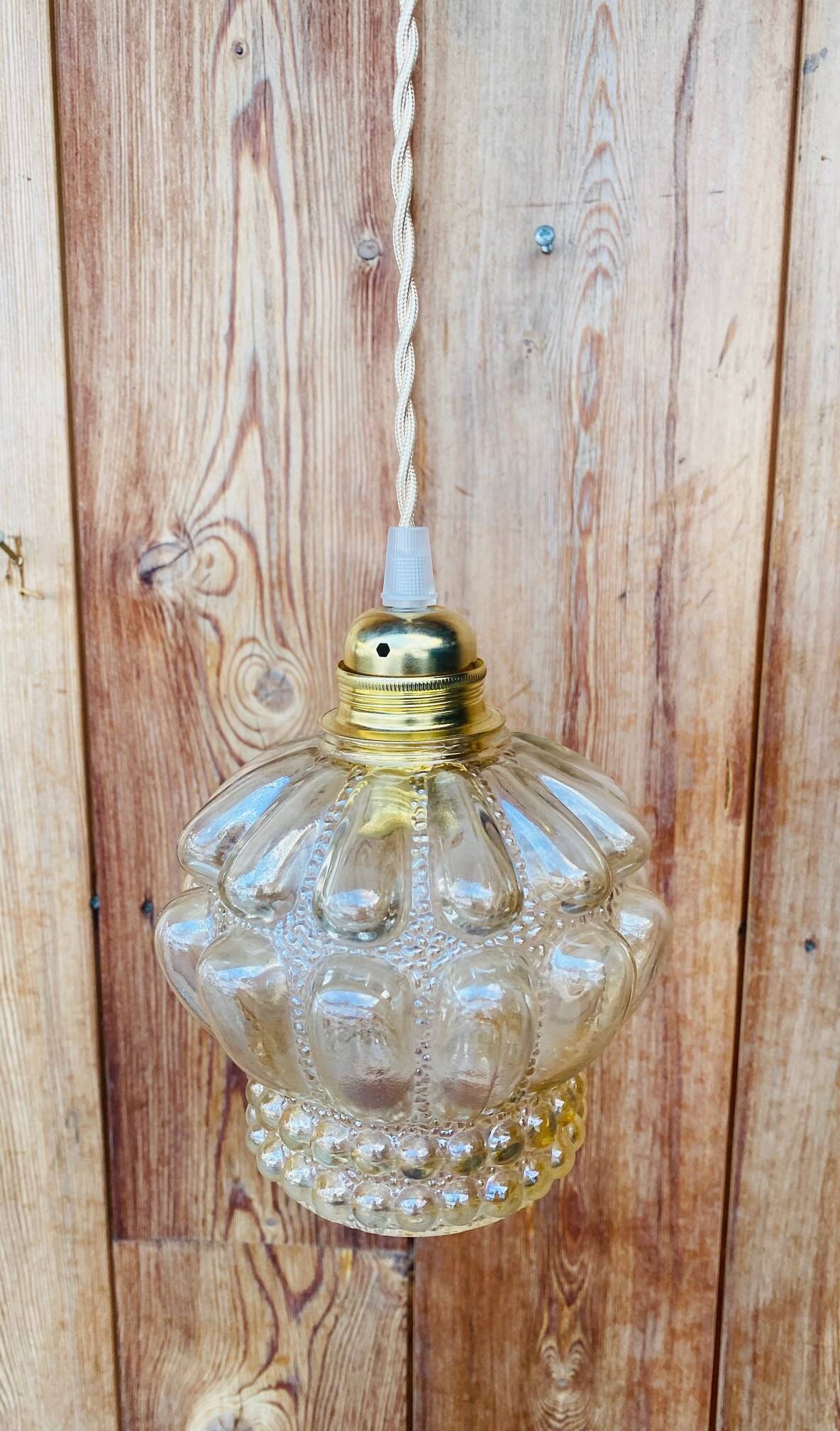 Vintage moulded glass pendant light