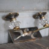 Art Deco wall sconce, brass and Sèvres crystal, light fixture.