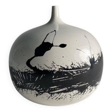 Glazed Ceramic Vase attributed to Emilio Scanavino, Italy, 1970s