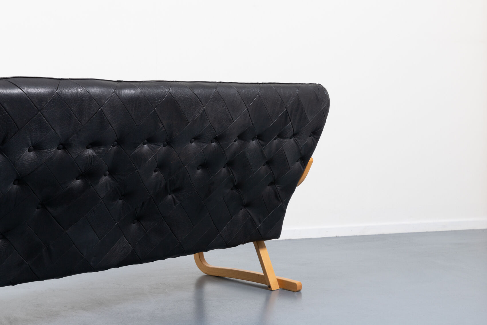 Modern Danish patchwork leather sofa sculptural from the 1970s