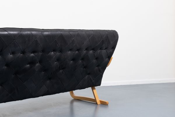Canapé en cuir patchwork danois moderne sculptural des années 1970