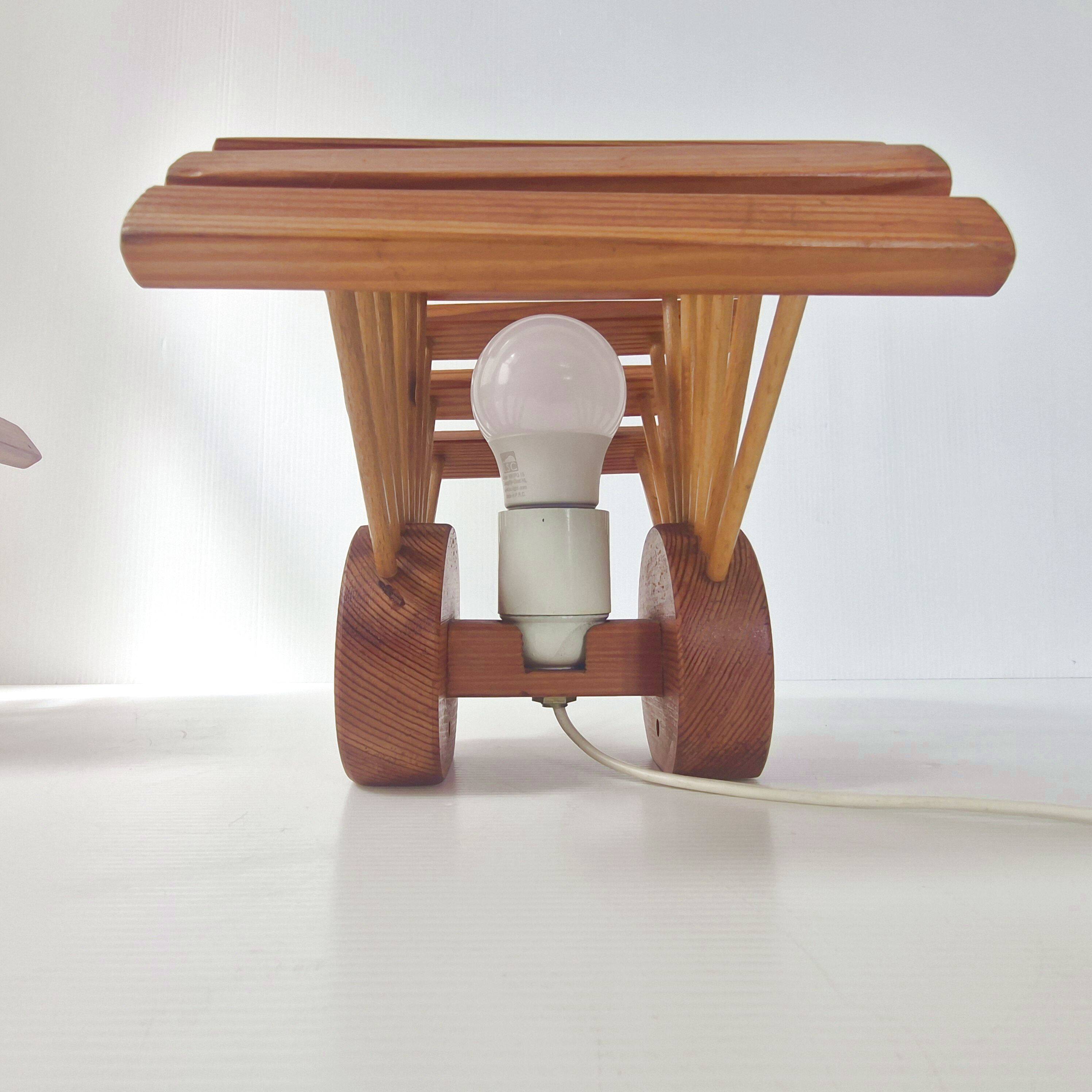 Pair of vintage lamps by Pierre Chapo in pine, 1960.