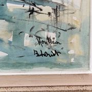 Watercolour, port of Honfleur, by Bernard Loriot (1925-1998)