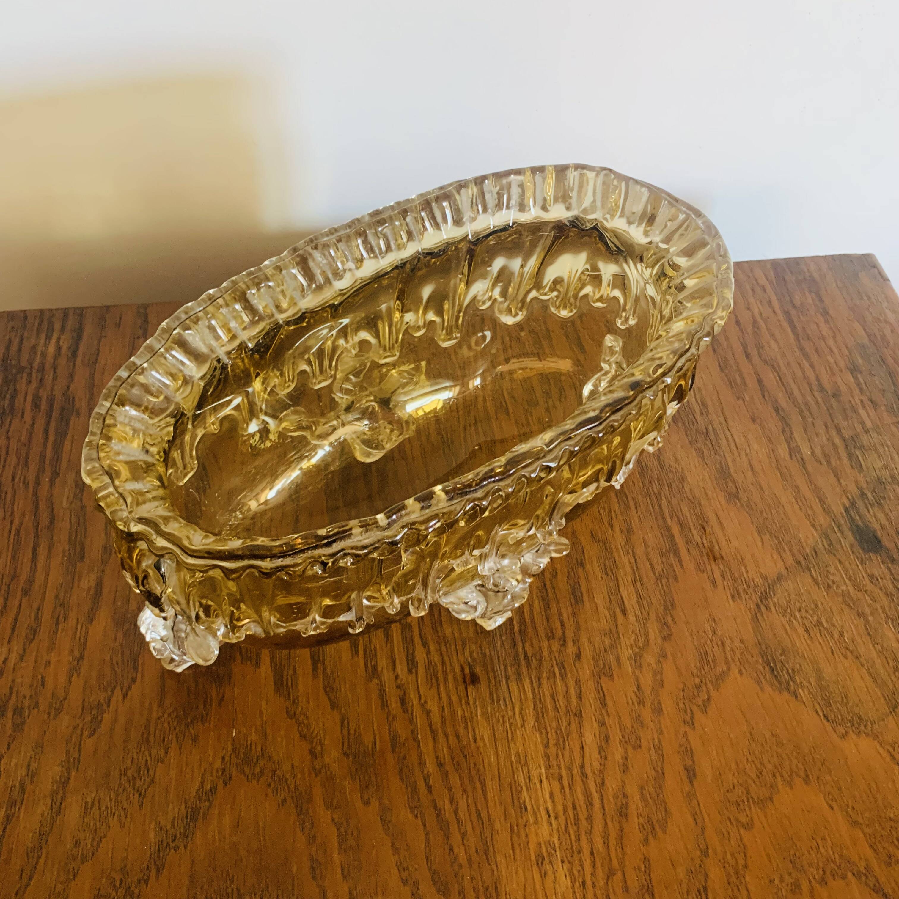 Grande coupe vintage en verre ambré