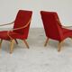 Pair of red armchairs 6953 by Jaroslav Smidek for Ton Bystrice Thonet 1960