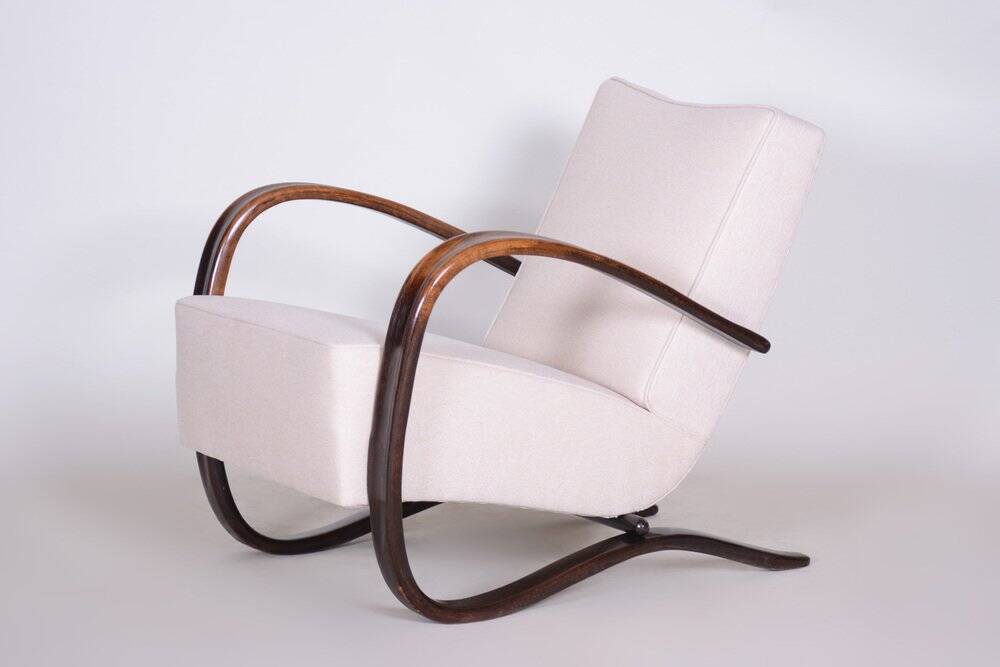 Fauteuil en hêtre Art Déco modèle H-269 attribué à Jindrich Halabala pour Up Zavody, ancienne Tchécoslovaquie, années 1930.