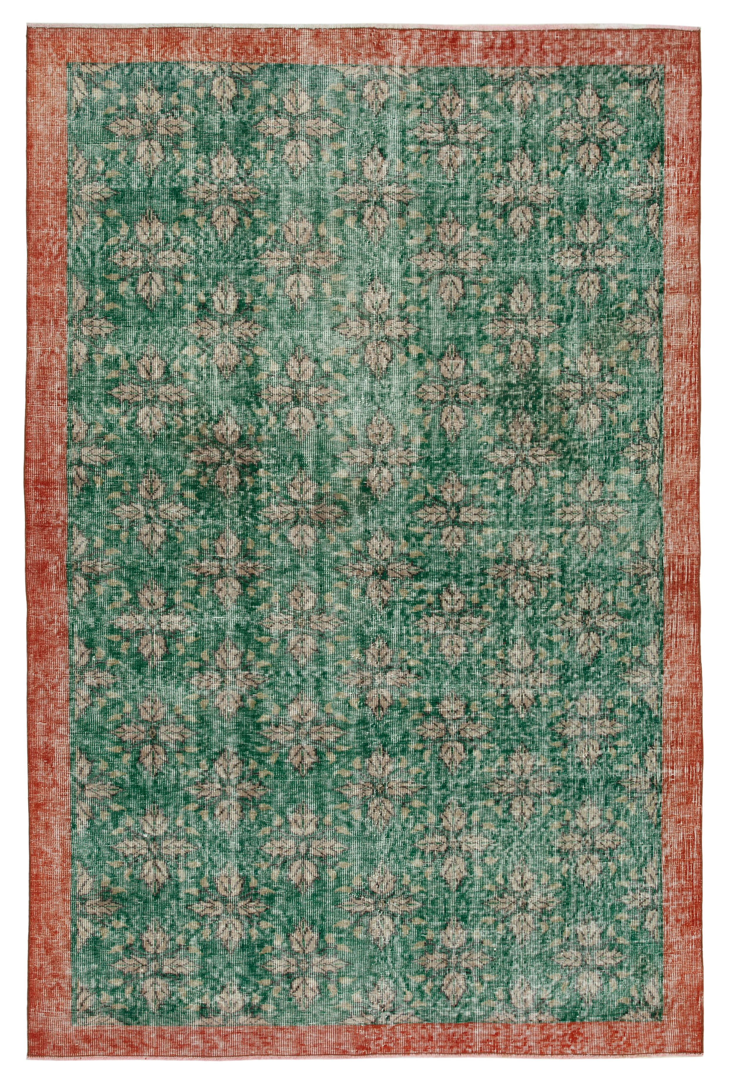 Anatolian Handwoven One-of-a-Kind 1980s Green Rug 164 cm x 253 cm