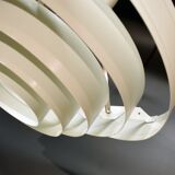 Saturn pendant light in satin white lacquered metal