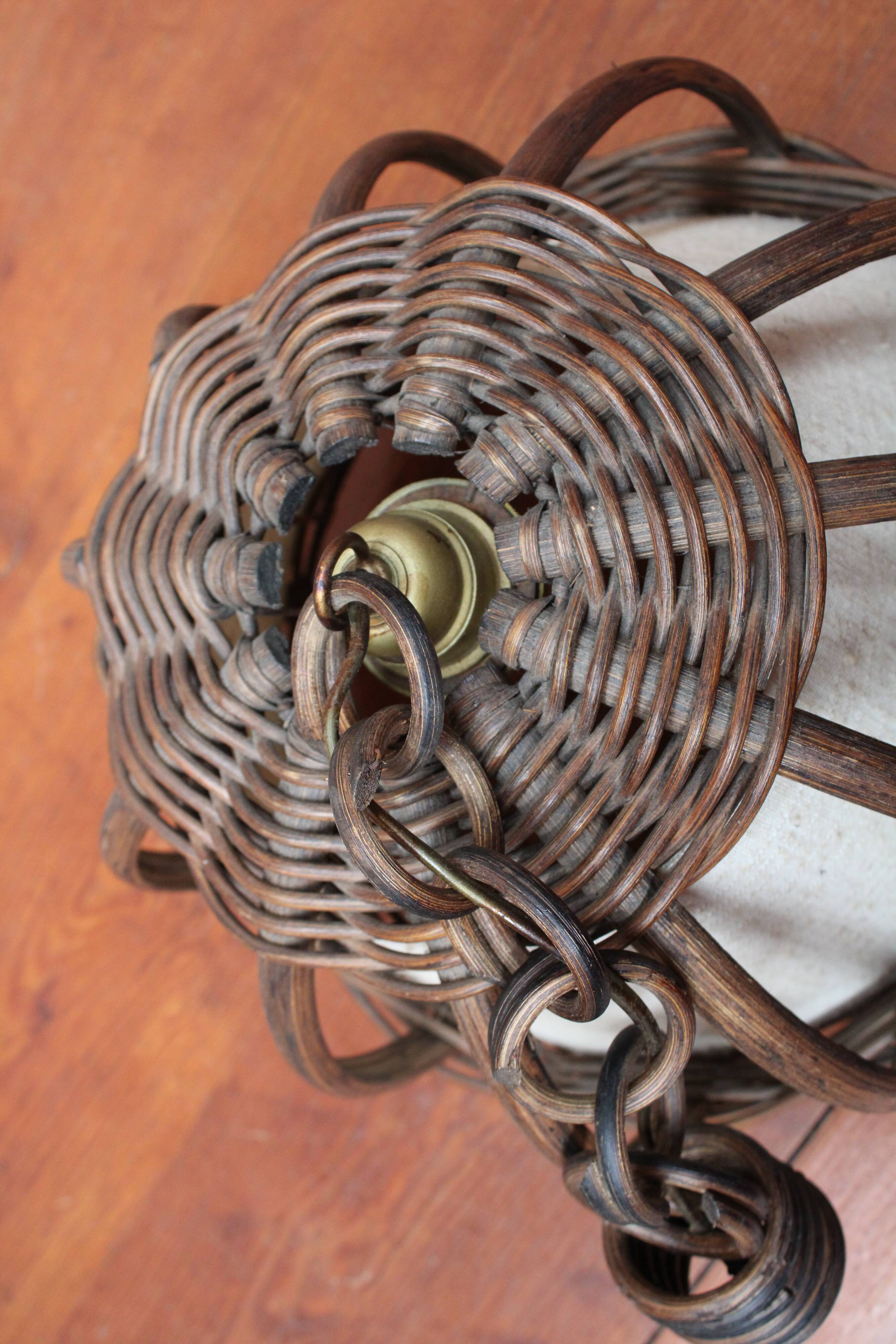 Vintage 1960s bamboo pendant light