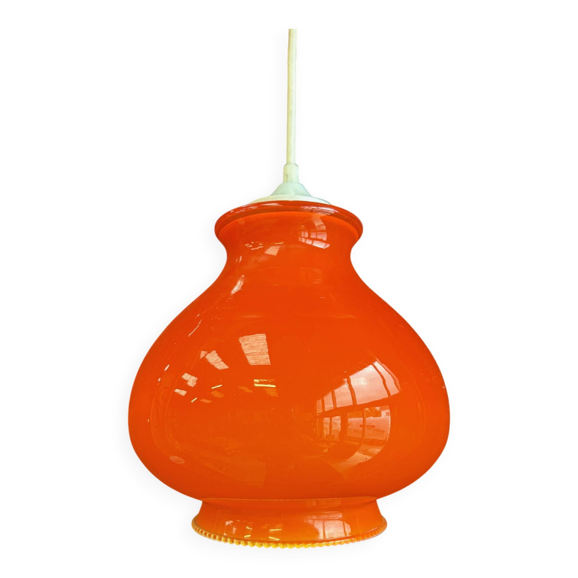 Vintage orange opaline pendant light – 70s retro chandelier