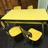 Table and 4 chairs in yellow formica