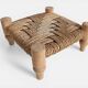 Organic Modern Turned Wood and Rope Footstool in the Style of Charlotte Perriand