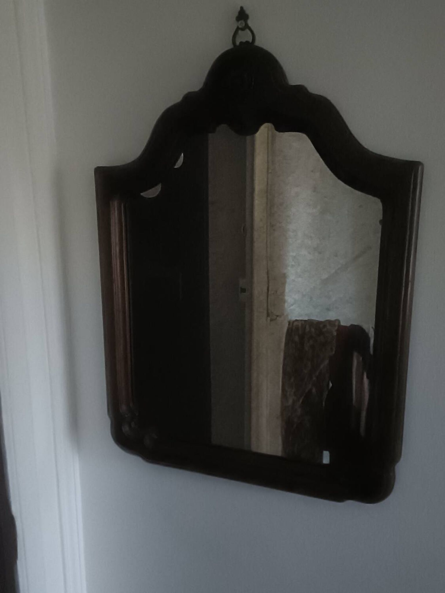 Miroir chantourné ancien, bois et bronze